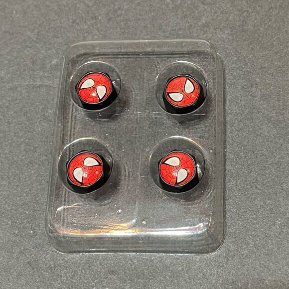 Spiderman Black valve Stem caps with logo  set of 4 NWT - Picture 1 of 5